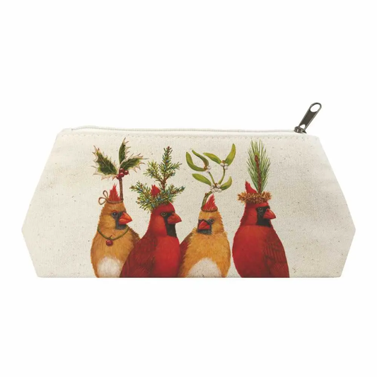 Canvas Cosmetic Bag Cardinal Holiday Party