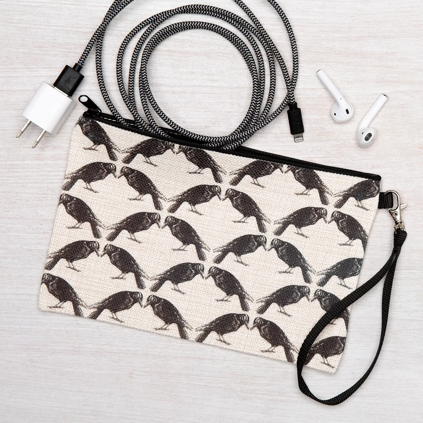 Crow Zipper Pouch - Large