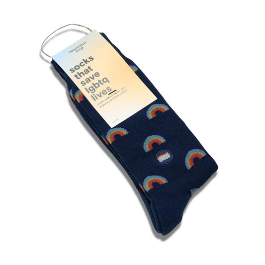 Socks That Save LGBTQ Lives Navy Rainbow
