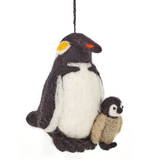 Felted Snuggly Penguin Ornament