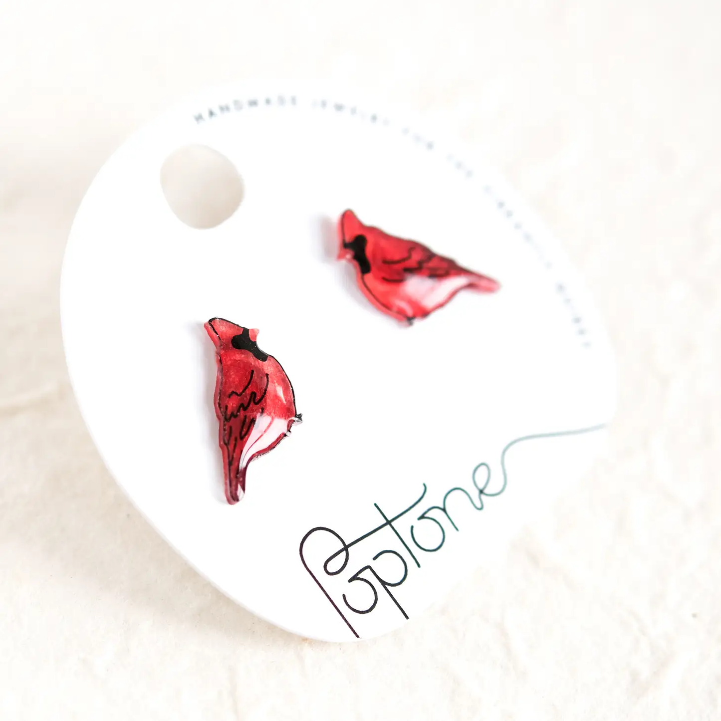 Red Cardinal Stud Earrings