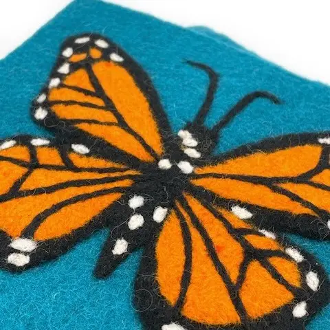 Felted Trivet Monarch Butterfly