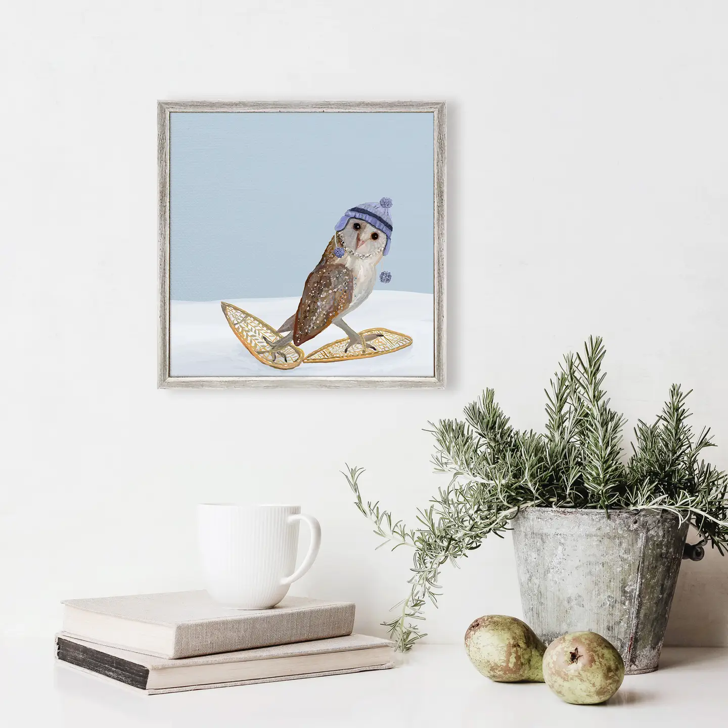 Holiday Snowshoe Owl Mini Canvas