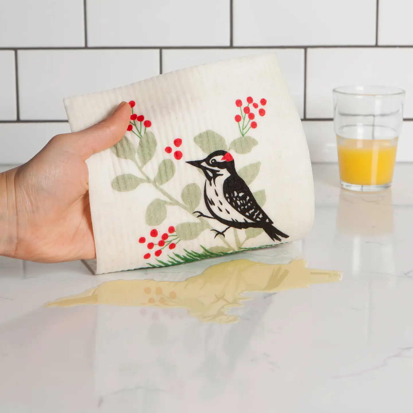 Forest Woodpecker Swedish Dishcloth