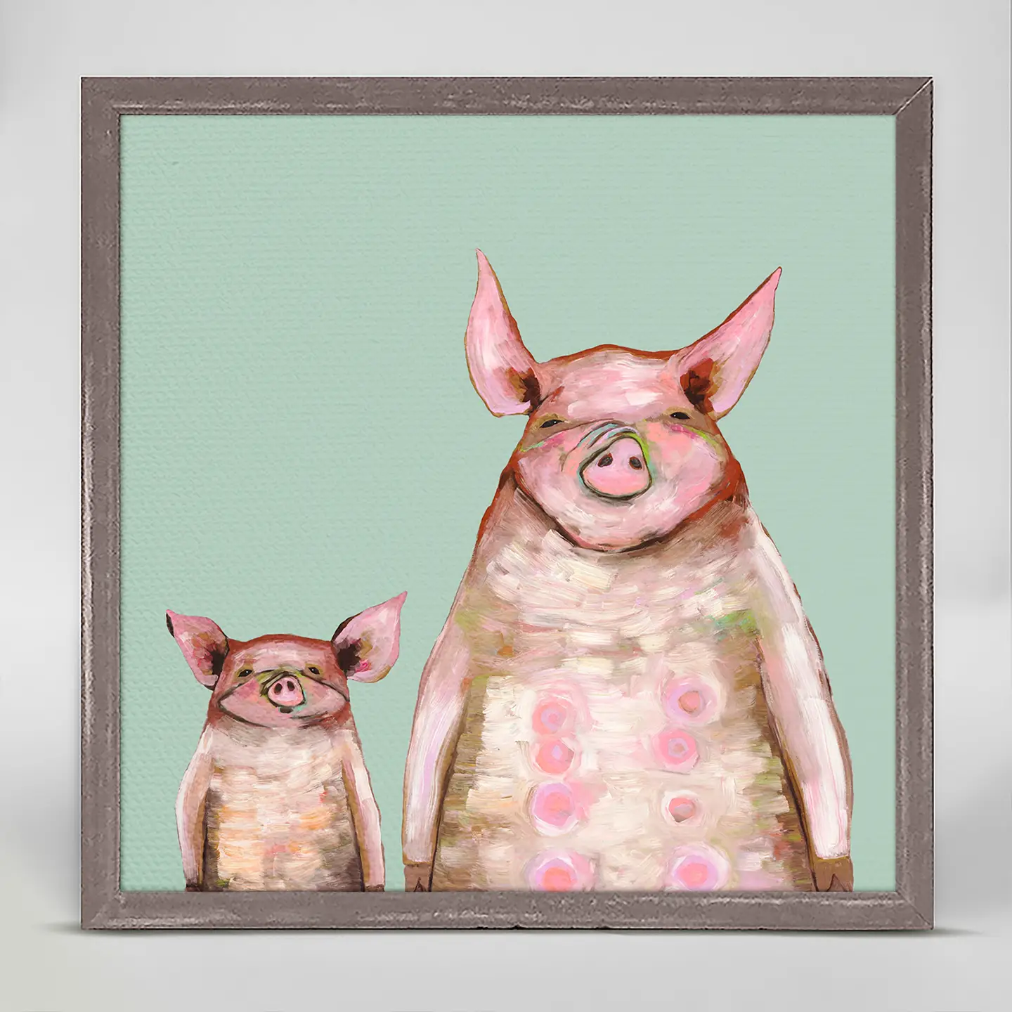 Two Piggies in A Row Mini Canvas