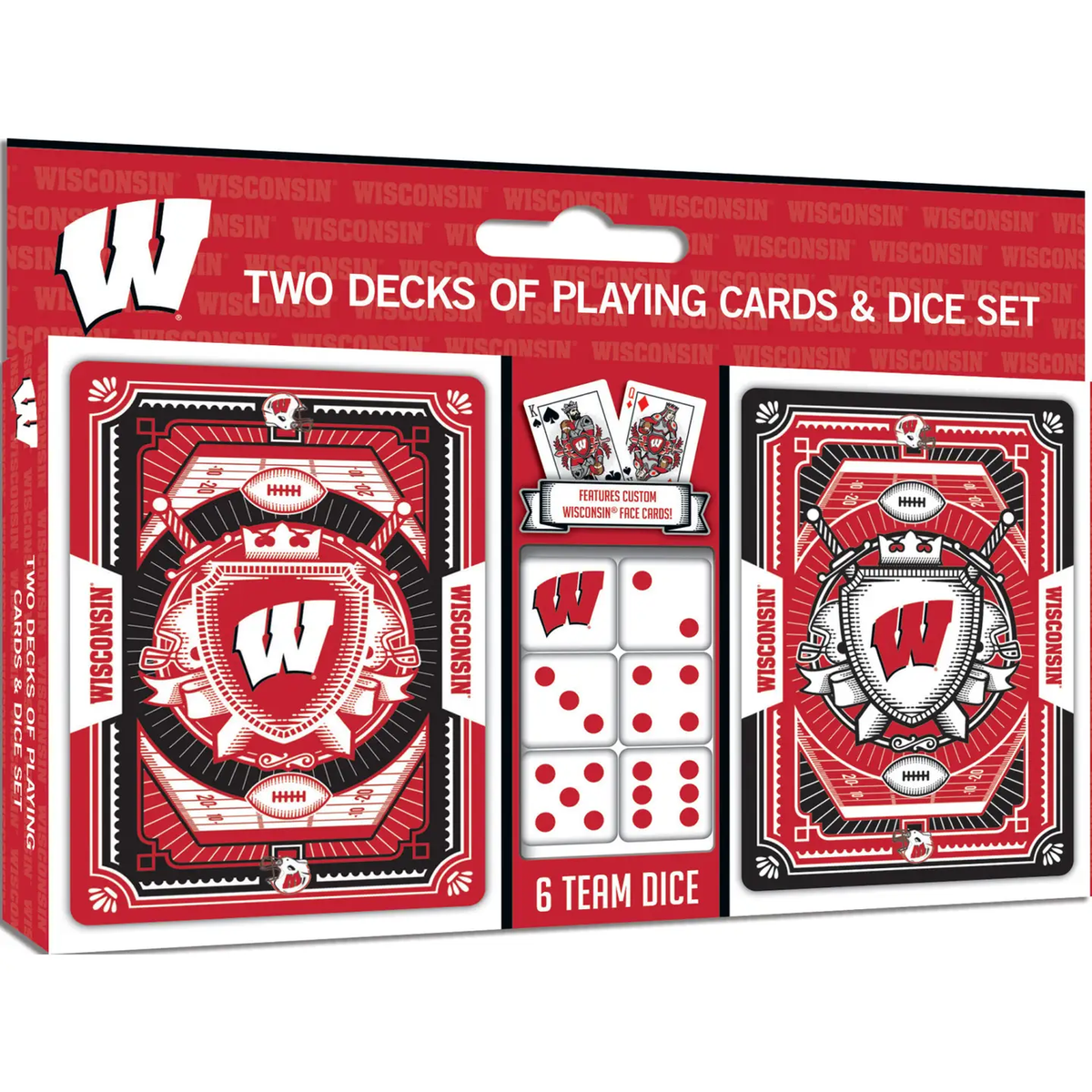 Wisconsin Badgers Playing Cards + Dice Set