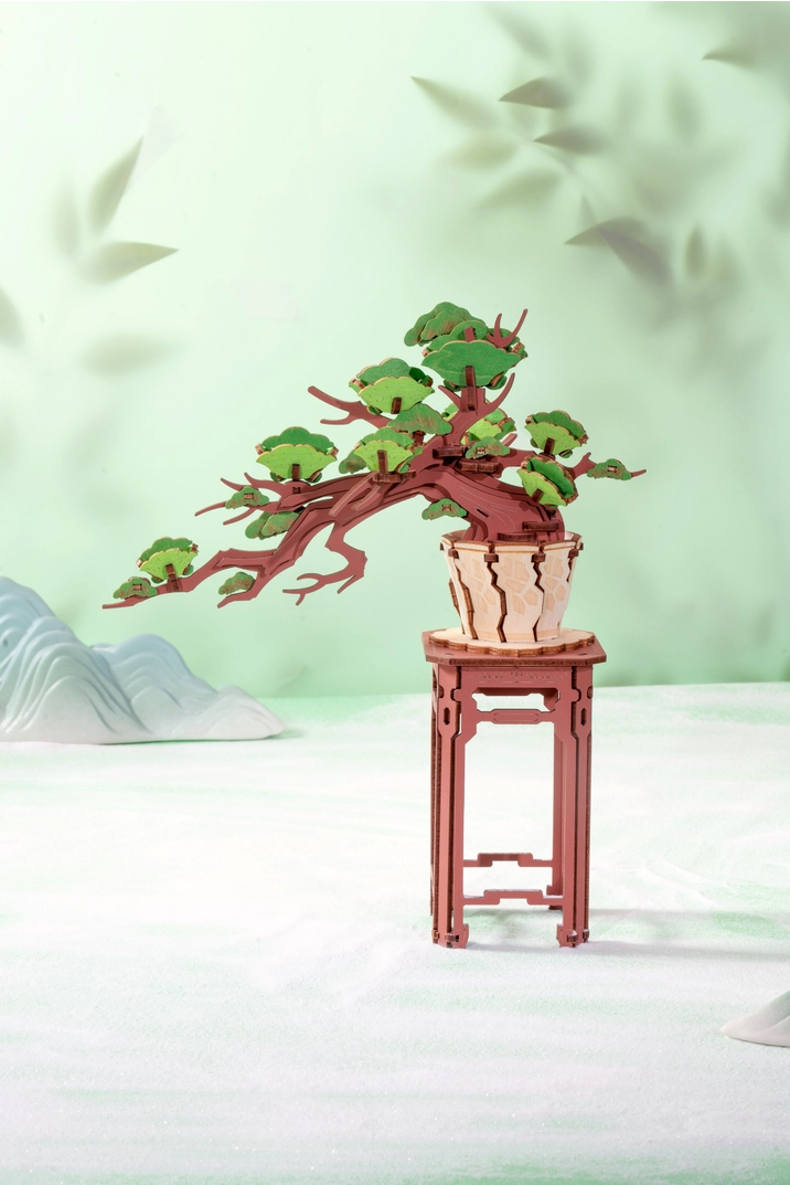 bonsai tree weeds Modern Wooden Puzzle: Evergreen Pine Bonsai
