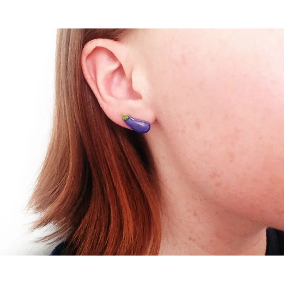 Eggplant Stud Earrings