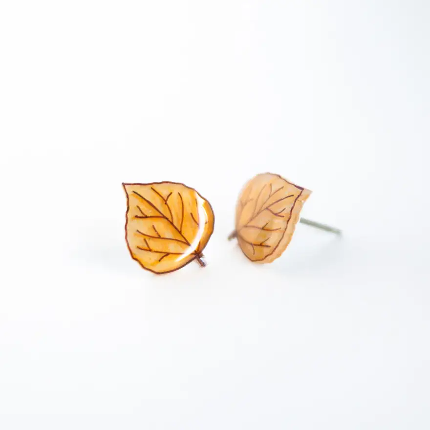 Aspen Leaf Stud Earrings