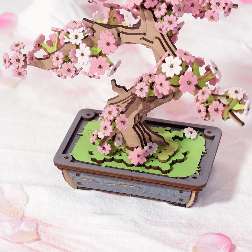 Modern Wooden Puzzle: Sakura Bonsai