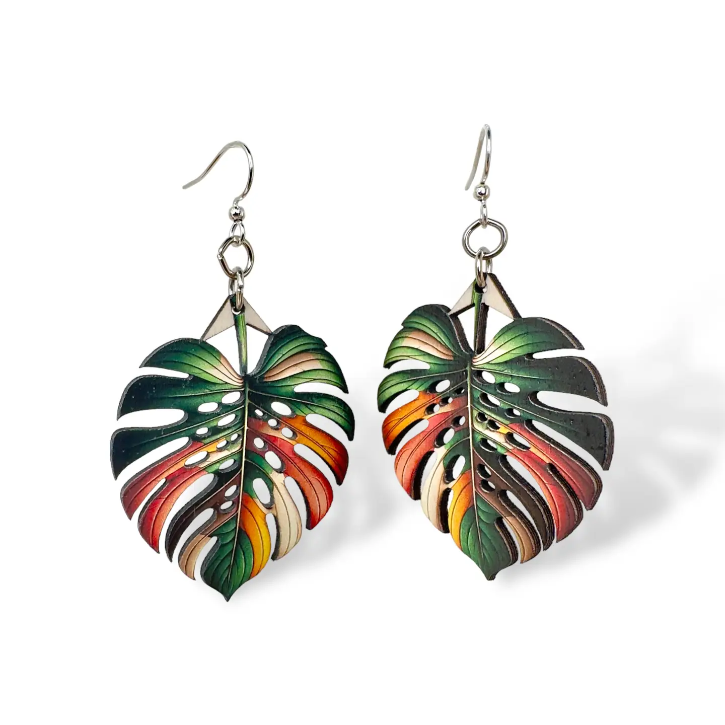 Wooden Earrings - Monstera