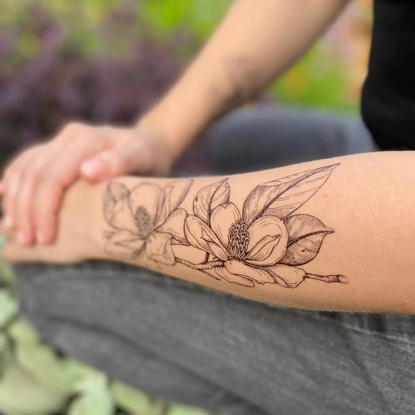 Magnolia Flower Temporary Tattoo