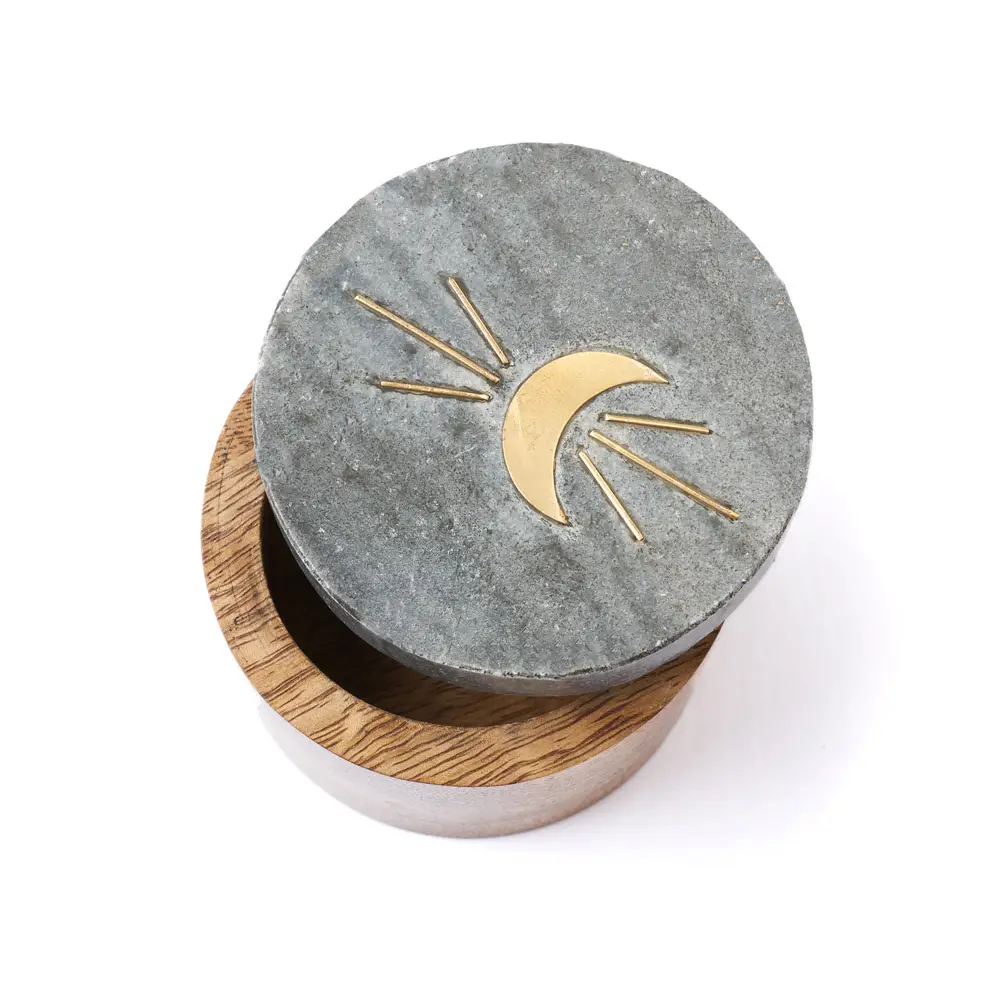 Indukala Moon Phase Keepsake Box - Black Marble