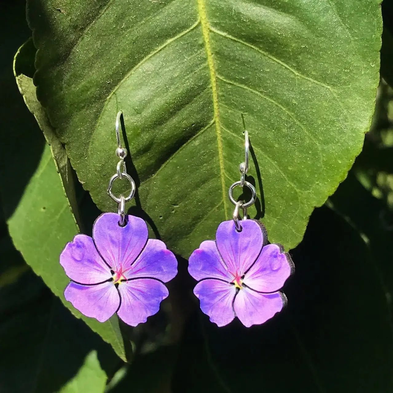 Violet Flower Blossom Earrings