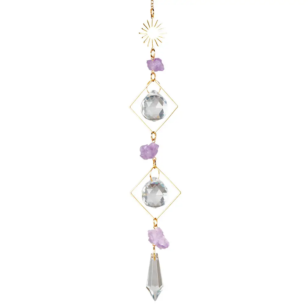 Sun Amethyst Double Triangle Crystal Suncatcher