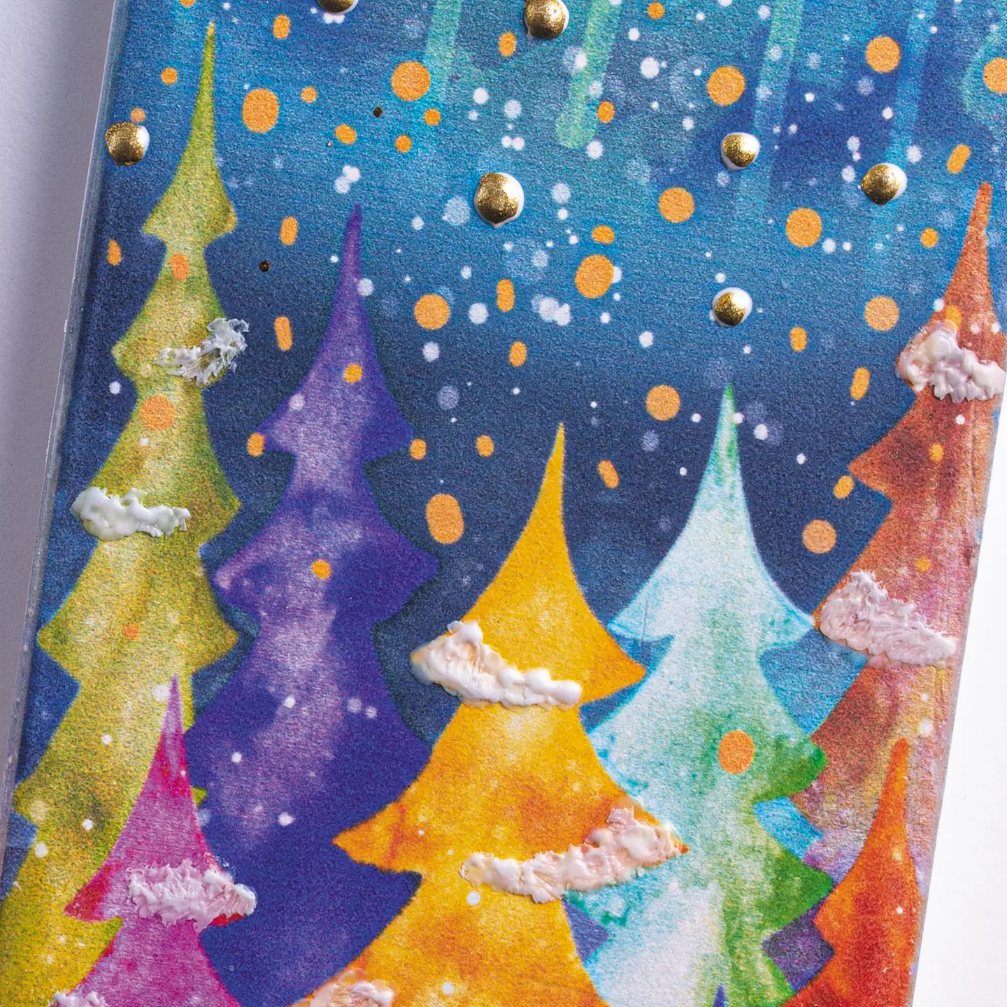 Flat Candle Colorful Winter Night Trees