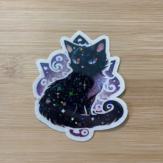 Black Cat Holographic Sticker