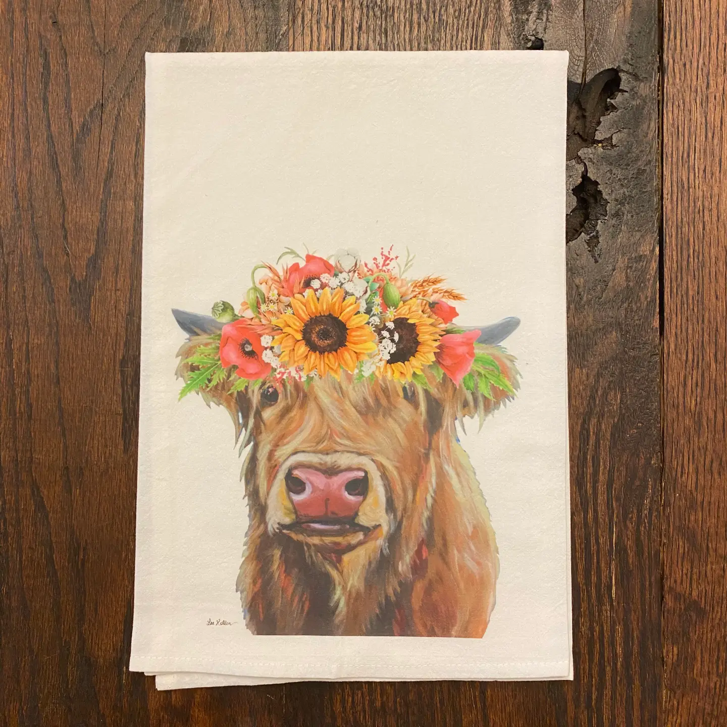 Highland Cow w/ Sunflowers Kitchen Towel