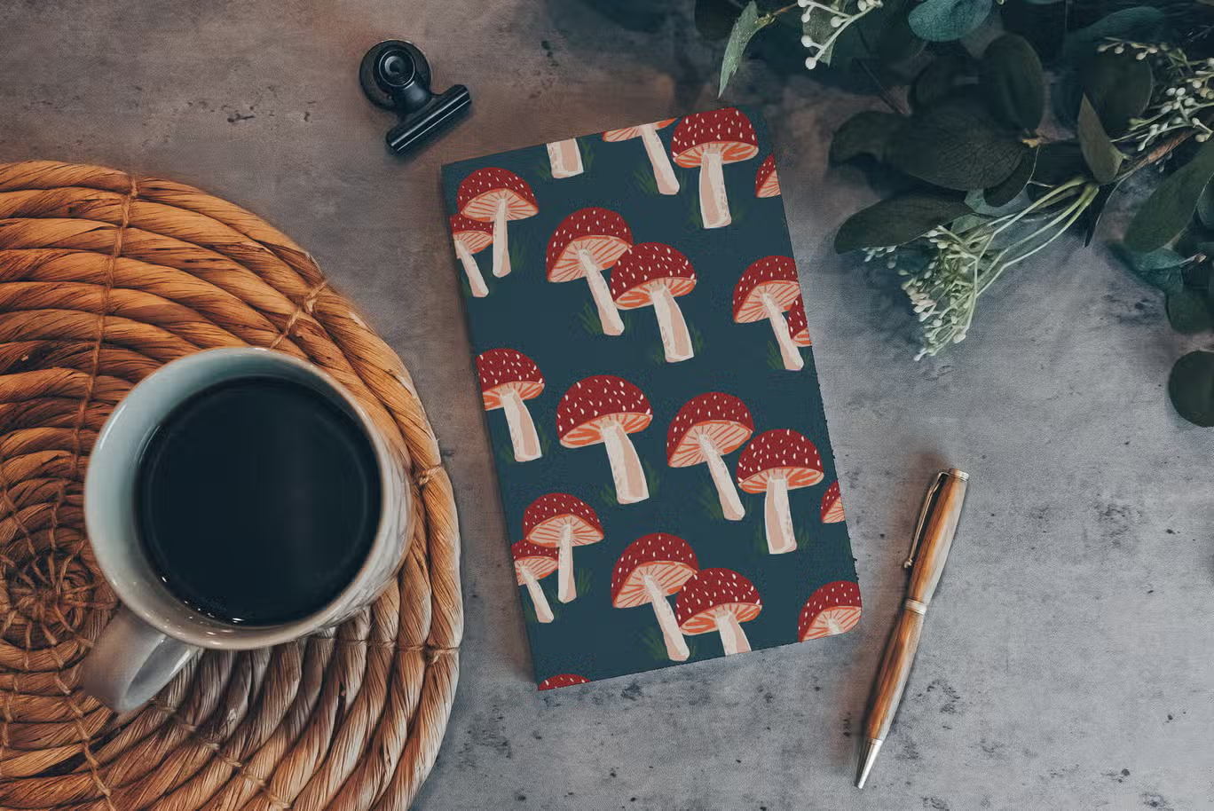 Navy Mushrooms Notebook
