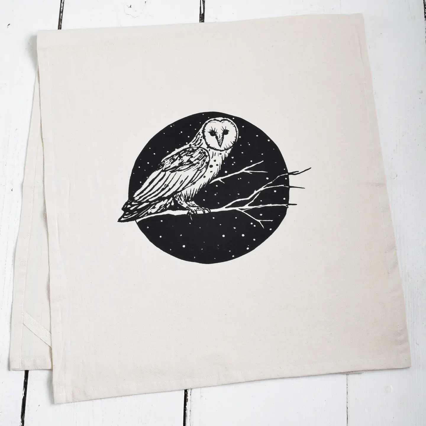 Organic Cotton Barn Owl Tea Towel