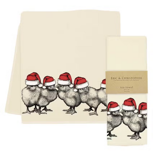 Santa Chicks Tea Towel