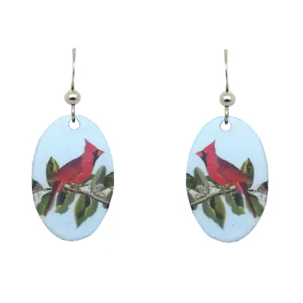 Cardinal Oval Earrings