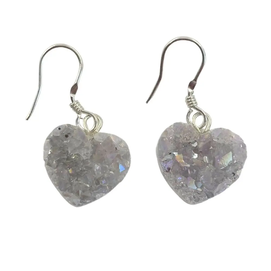 Pearl Druzy Heart Earrings
