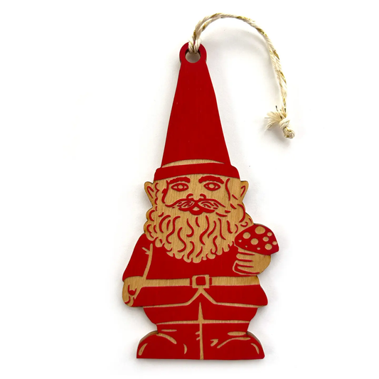 Wooden Gnome Ornament