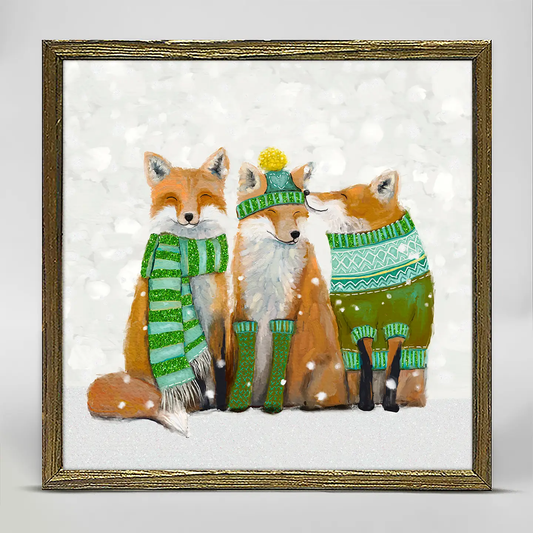 Holiday Santa Claws Fox Trio Embellished Mini Canvas