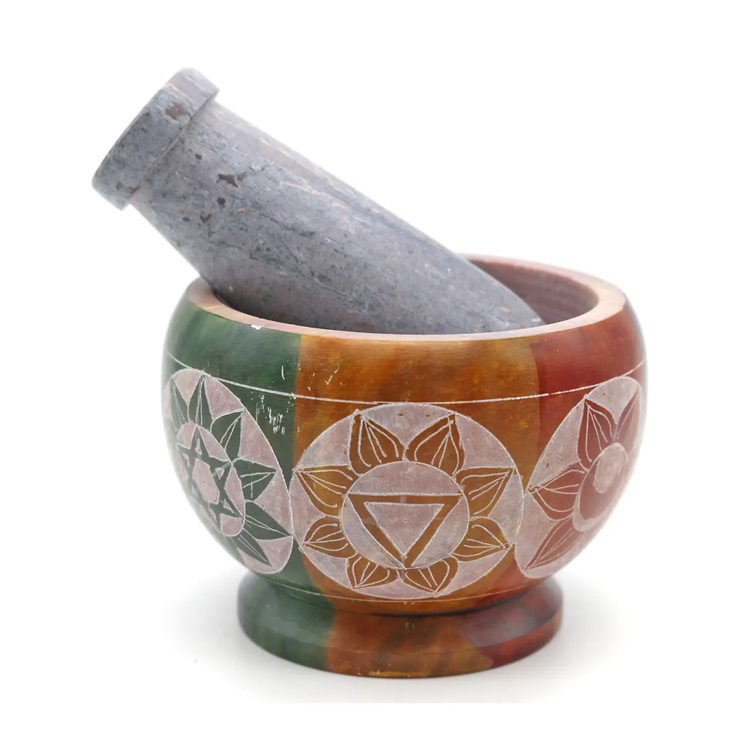 Soapstone 7 Chakras Mortar & Pestle