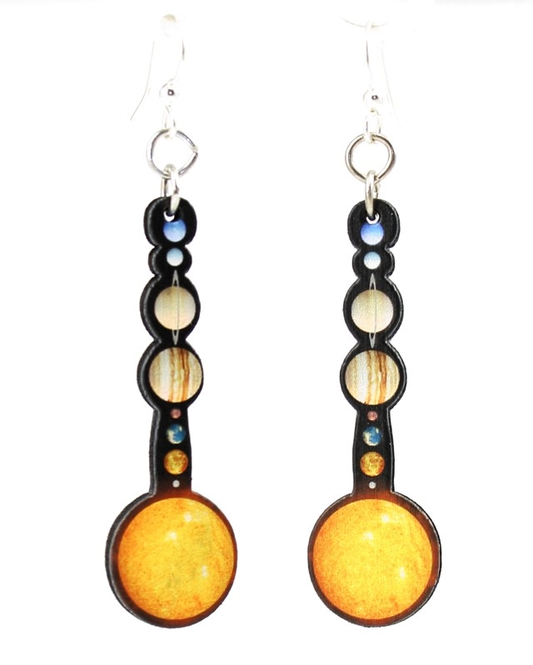 Wood Earrings Solar System