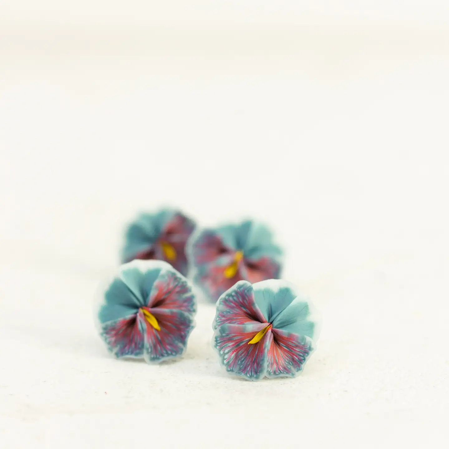 Grey Red Pansy Earrings Stud Earrings - Flower Jewelry