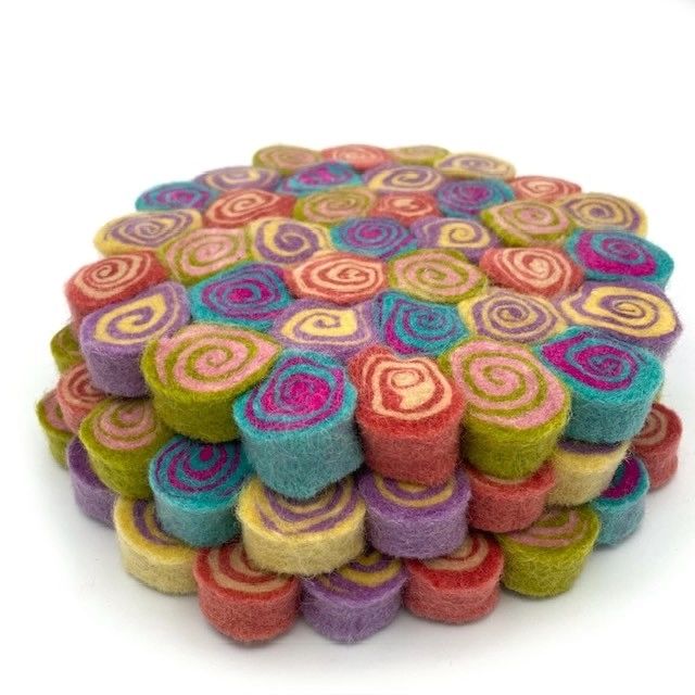 Felted Swirl Trivet - Salt Water Taffy