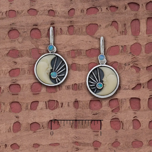 Tagua Half Moon Opal Pair Earrings