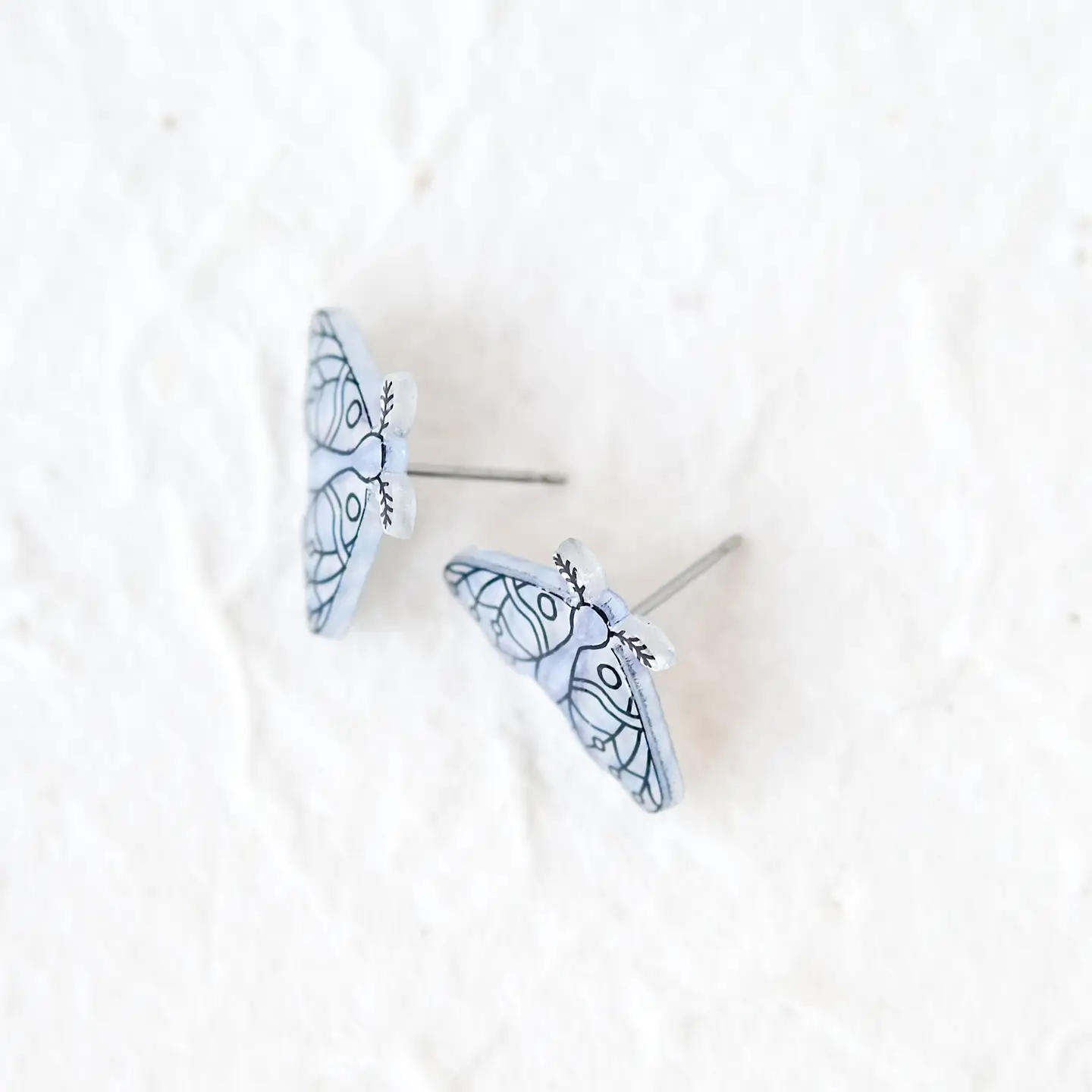 Winter White Moth Stud Earrings