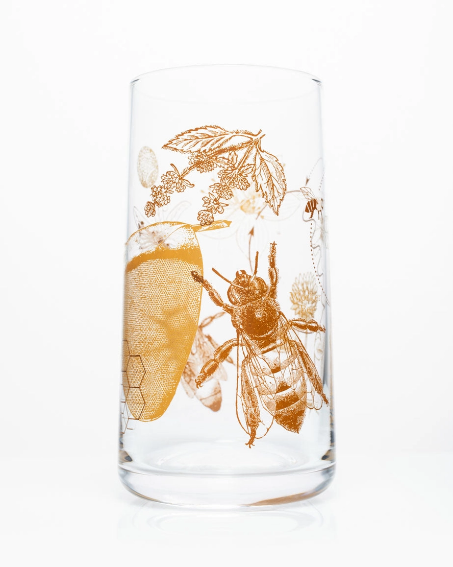 Honey Bees Drinking Glass