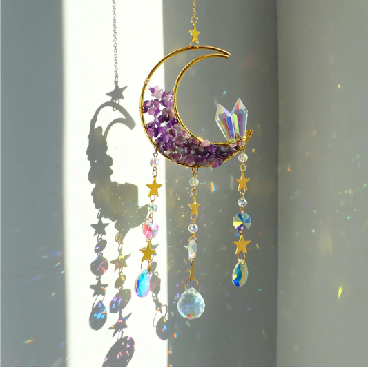 Moon + Stars Suncatcher Crystal Prism Wind Chime