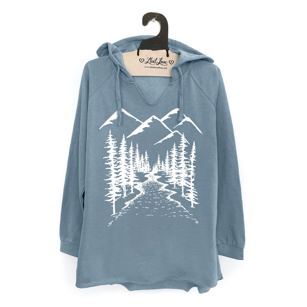 V Beach Pullover Hoodie Mountains