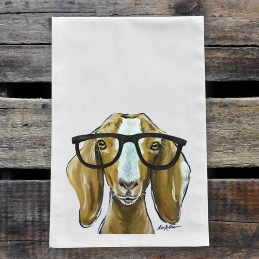 Goat w/ Glasses Tea Towel
