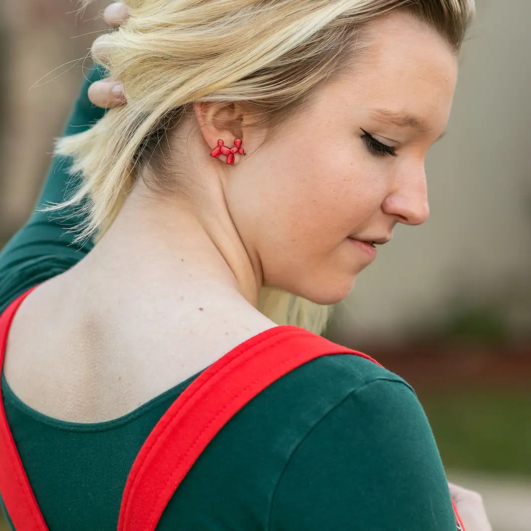 Red Balloon Dog Earrings