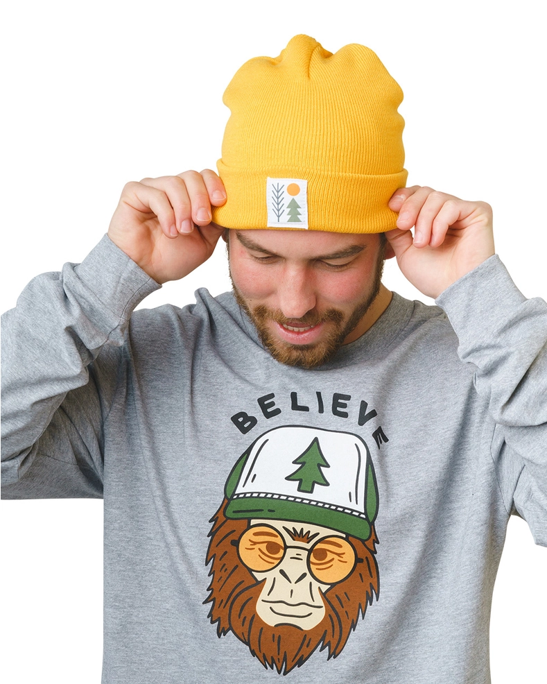 Evergreen Cuffed Beanie-Gold