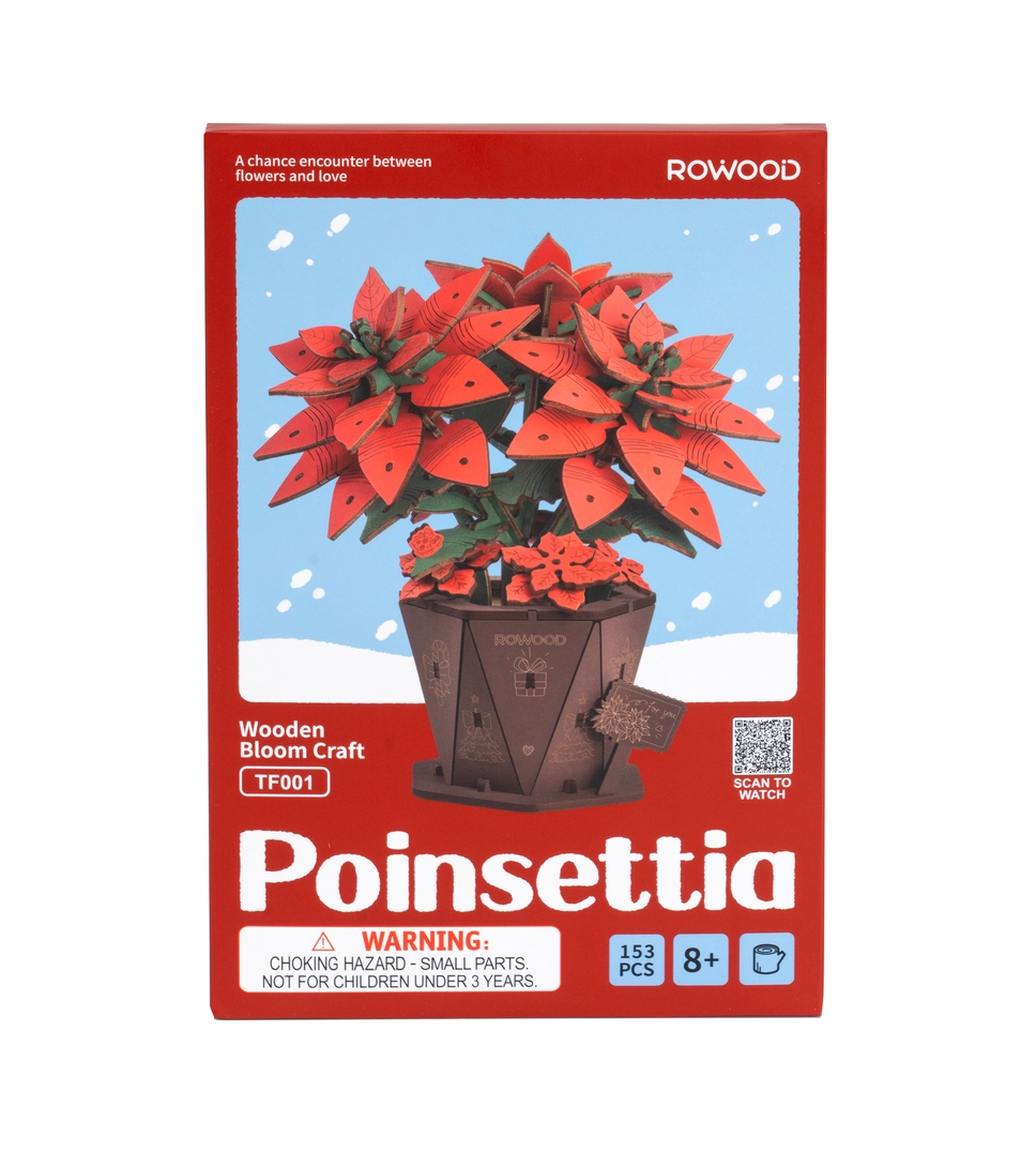 Wooden Puzzle: Poinsettia Christmas DIY Puzzle