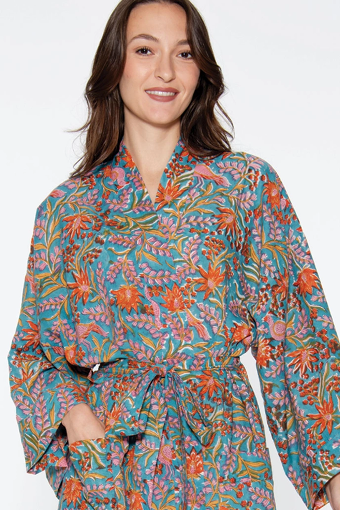 Kimono Robe - Blue Multi