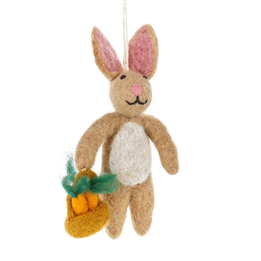Felted Wool Bunny Basket Carrot