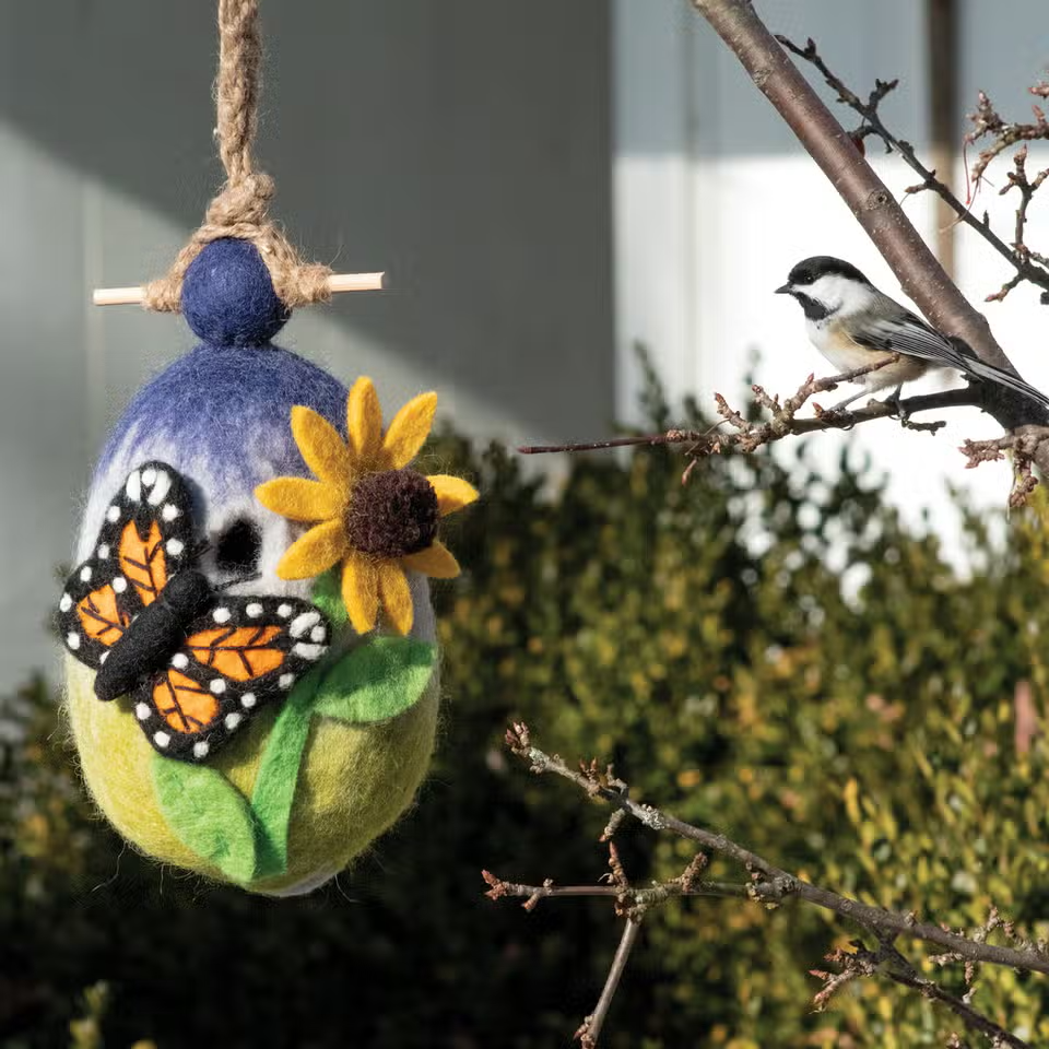 Felted Birdhouse: Butterfly Garden