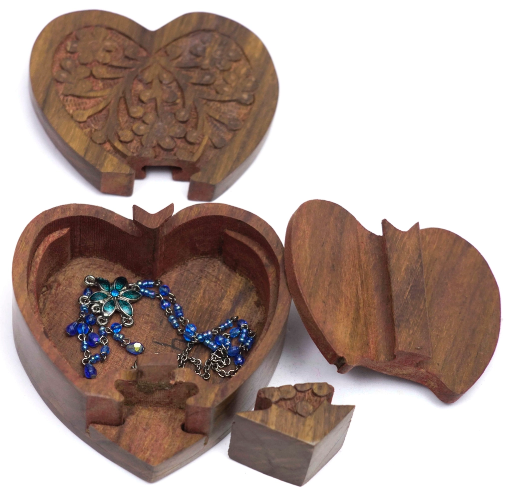 Wood Heart Puzzle Box