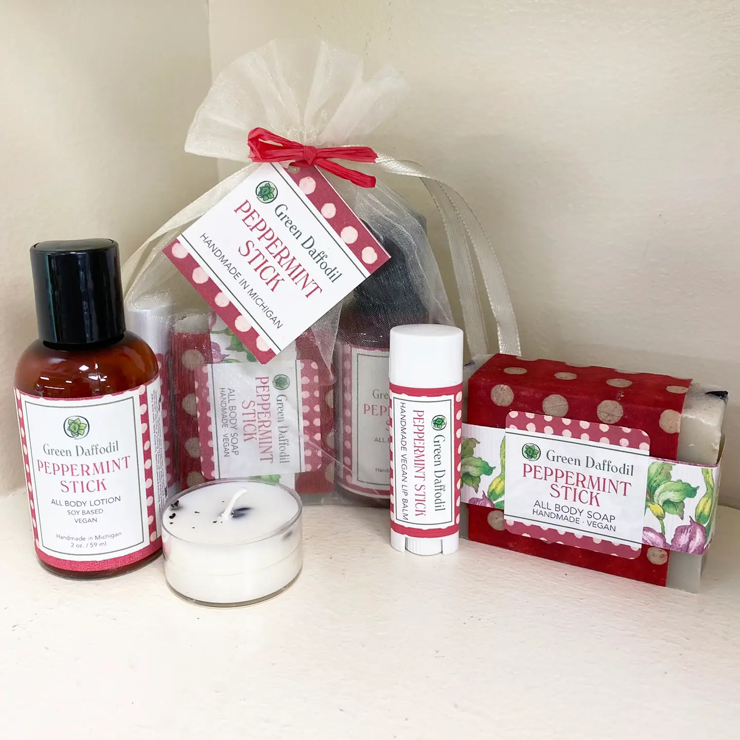 Peppermint Stick Gift Bag Set