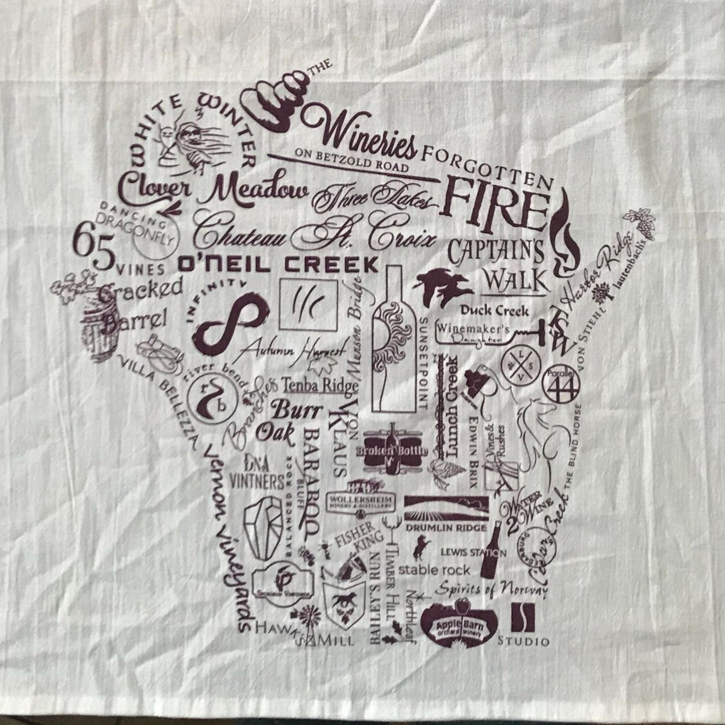 Wineries of Wisconsin Tea Towel