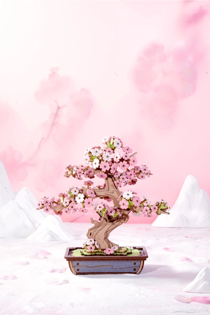 Modern Wooden Puzzle: Sakura Bonsai