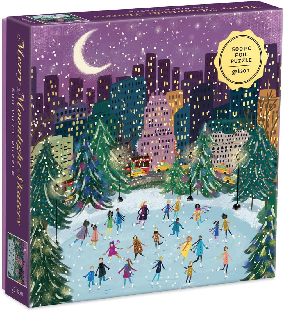 Merry Moonlight Skaters Puzzle - Foil 500 pc